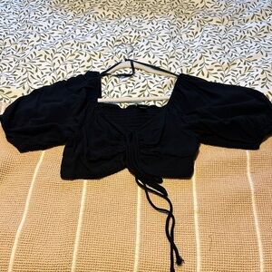 Elegant Black Puff Sleeve Top